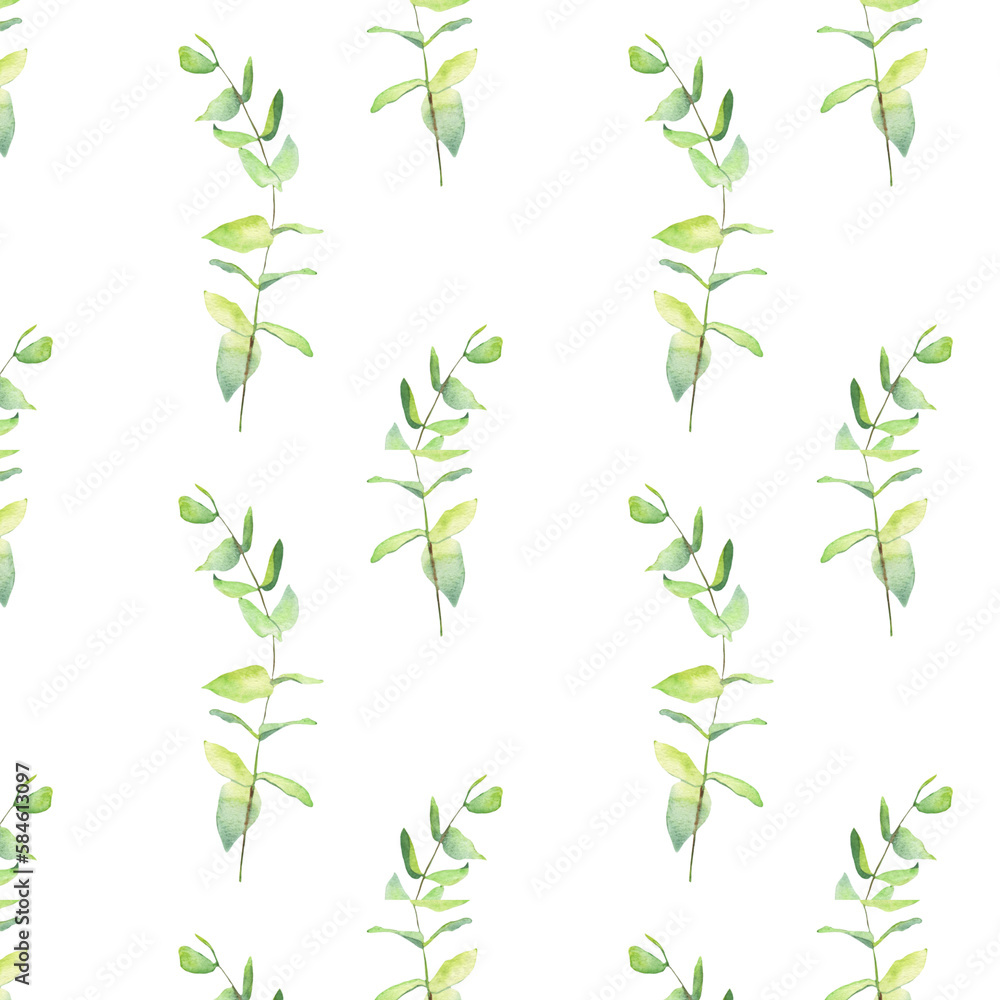 Pattern of watercolor green leaves elements.Botanical pattern solated on white background suitable for Wedding Invitation, save the date, thank you, or greeting card. Pattern of watercolor green leaves elements.Botanical pattern solated on white background suitable for Wedding Invitation, save the date, thank you, or greeting card.