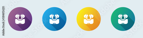 Earbuds solid icon in flat design style. Wireless earphones signs vector illustration.