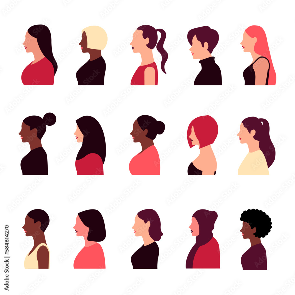 Big bundle of woman portrait character Big bundle of woman portrait character