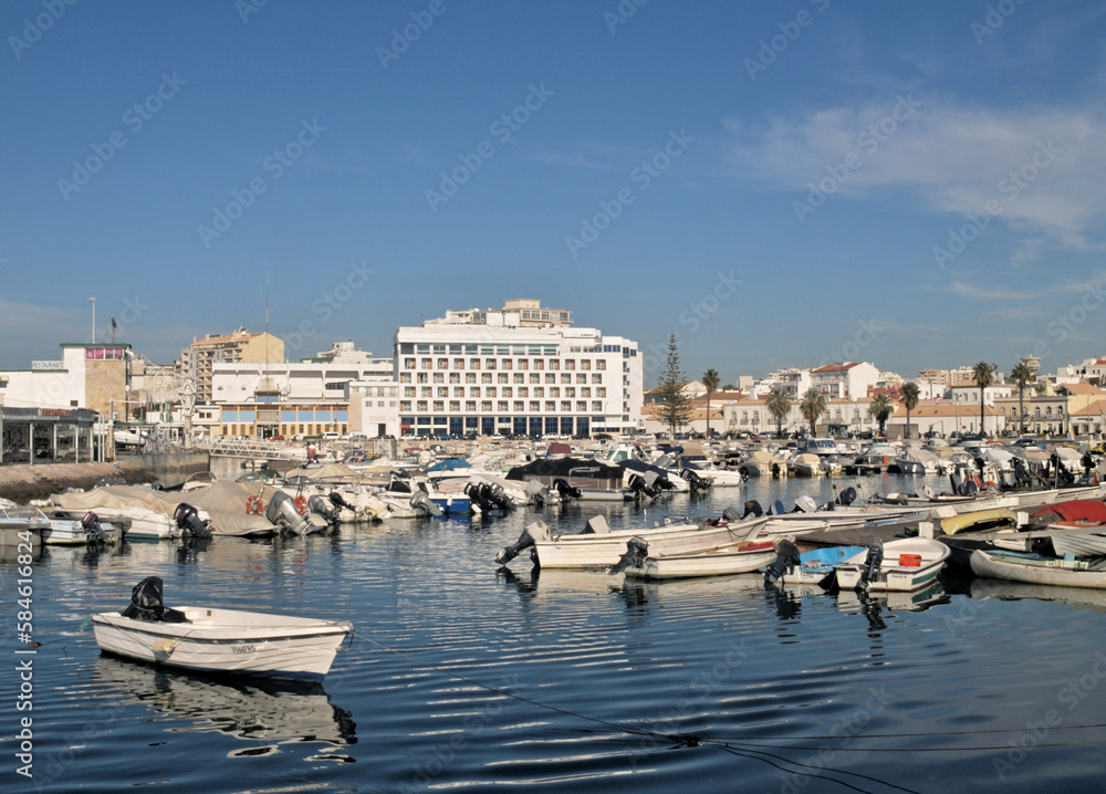 Marina and fishing harbor in Faro, Algarve - Portugal 