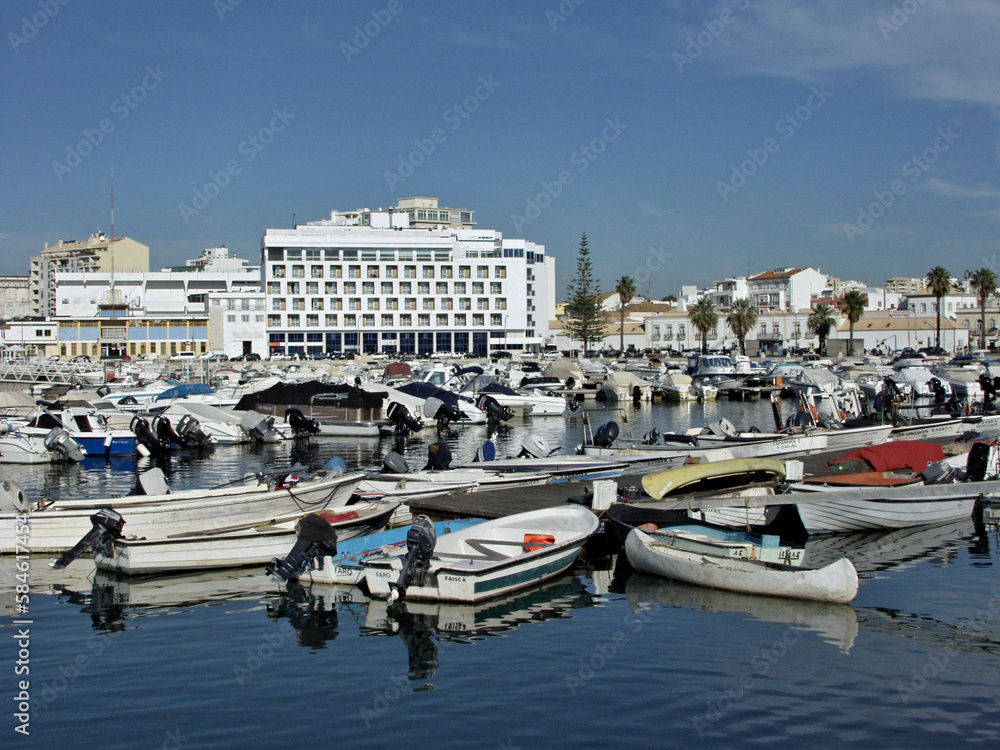 Marina and fishing harbor in Faro, Algarve - Portugal 