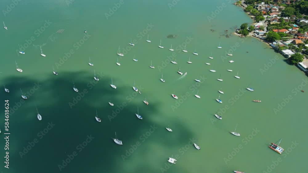 Group of Sailing boats in sea near Florianopolis, Brazil. Aerial view Group of Sailing boats in sea near Florianopolis, Brazil. Aerial view