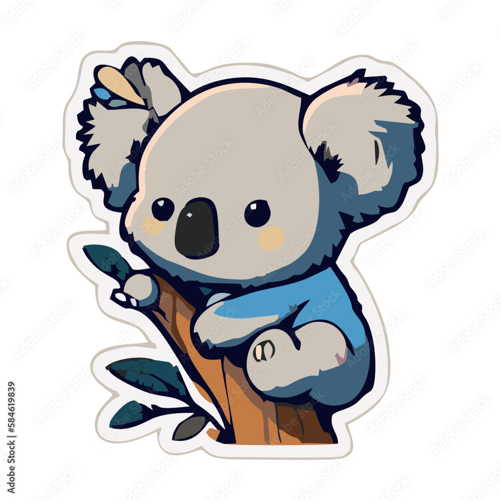 Cute Brown Baby Koala Hugging a Branch Cute Brown Baby Koala Hugging a Branch
