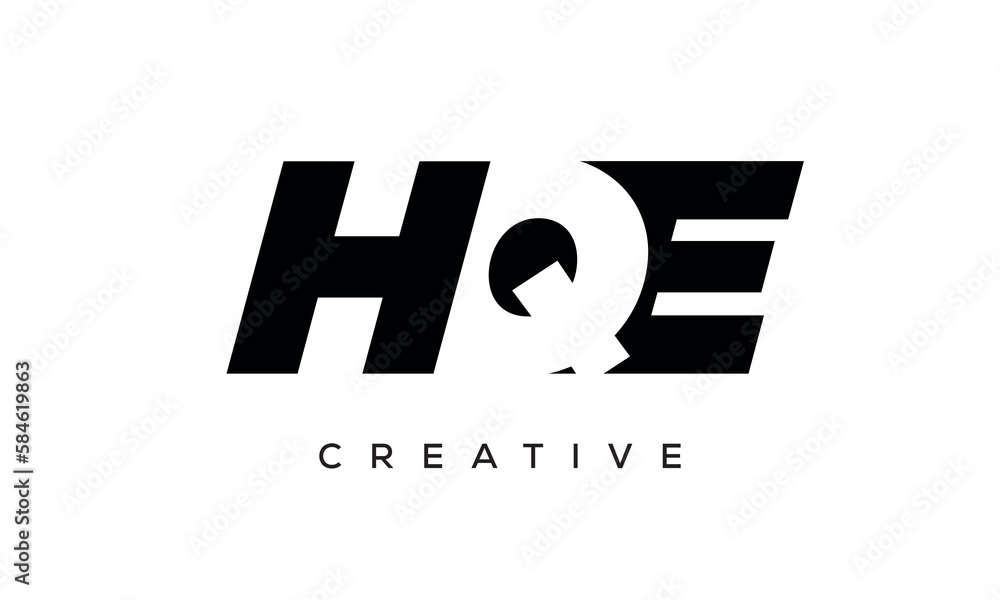 HQE letters negative space logo design. creative typography monogram vector HQE letters negative space logo design. creative typography monogram vector