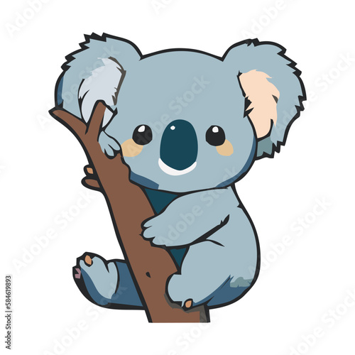 Cute Blue Koala Bear Hugging Tree High Quality EPS File for Graphic Design Projects