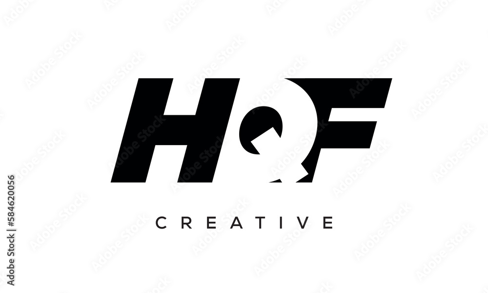 HQF letters negative space logo design. creative typography monogram vector HQF letters negative space logo design. creative typography monogram vector