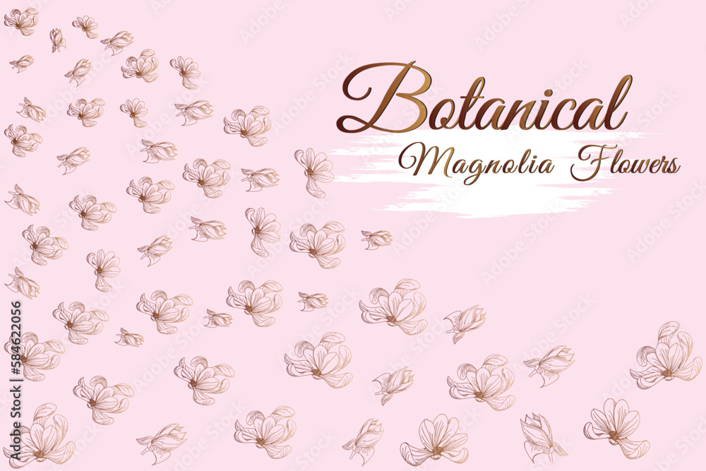 Magnolia line flowers.
frame and pink background vector illustration. Magnolia line flowers.
frame and pink background vector illustration.