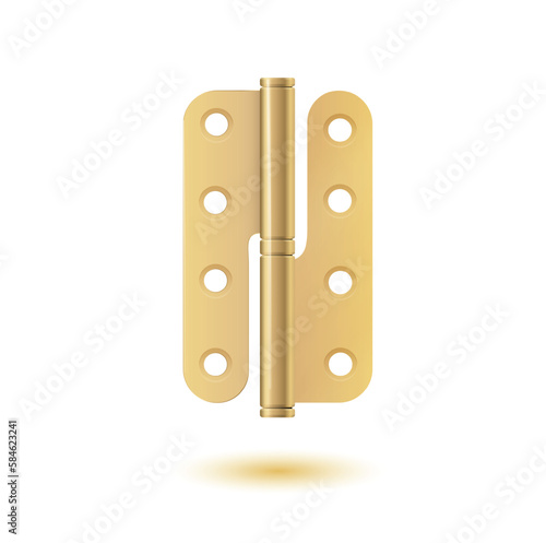 Brass gold Door Hinge. Door hinge bronze. tools for joint gates and windows. vector