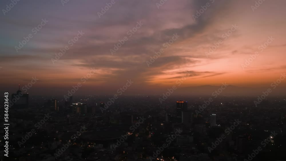 Beautiful aerial view of modern urban Mexico City, at sunrise Beautiful aerial view of modern urban Mexico City, at sunrise