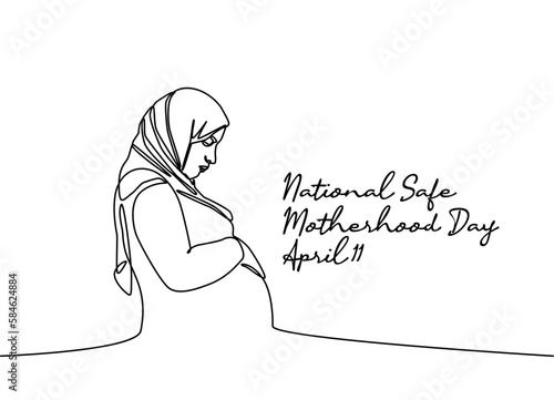 single line art of national safe motherhood day good for national safe motherhood day celebrate. line art. illustration.