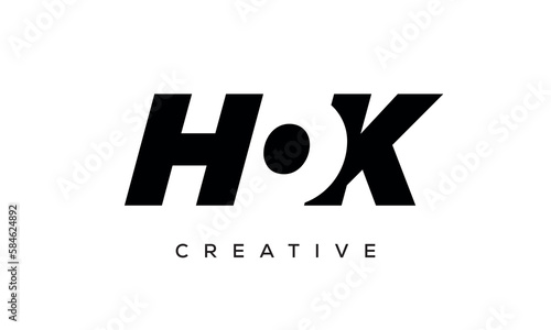 HOK letters negative space logo design. creative typography monogram vector	