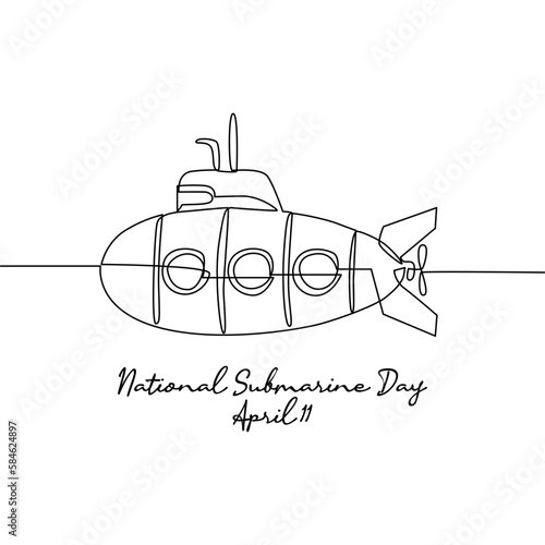 single line art of national submarine day good for national submarine day celebrate. line art. illustration.