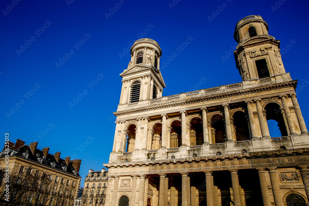 Saint Sulpice catholic basilica, Paris, France.