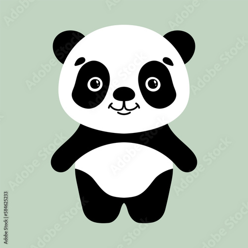 Cute little panda. Vector isolated cartoon illustration. Scandinavian style flat design. Concept for children print.