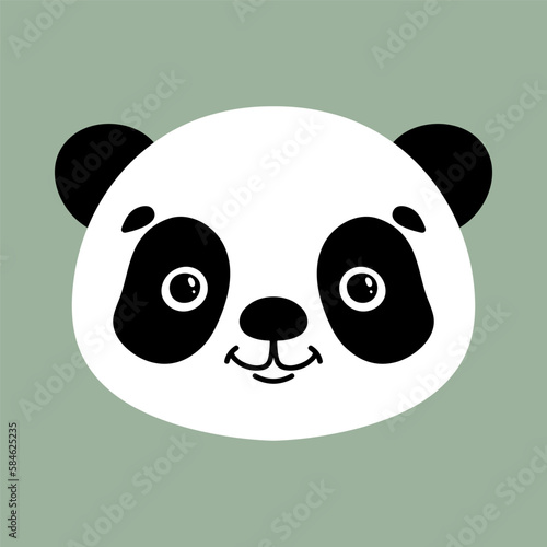 Cute little panda. Vector isolated cartoon illustration. Scandinavian style flat design. Concept for children print.