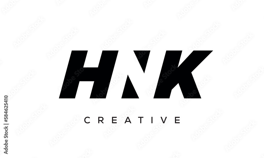 HNK letters negative space logo design. creative typography monogram vector HNK letters negative space logo design. creative typography monogram vector