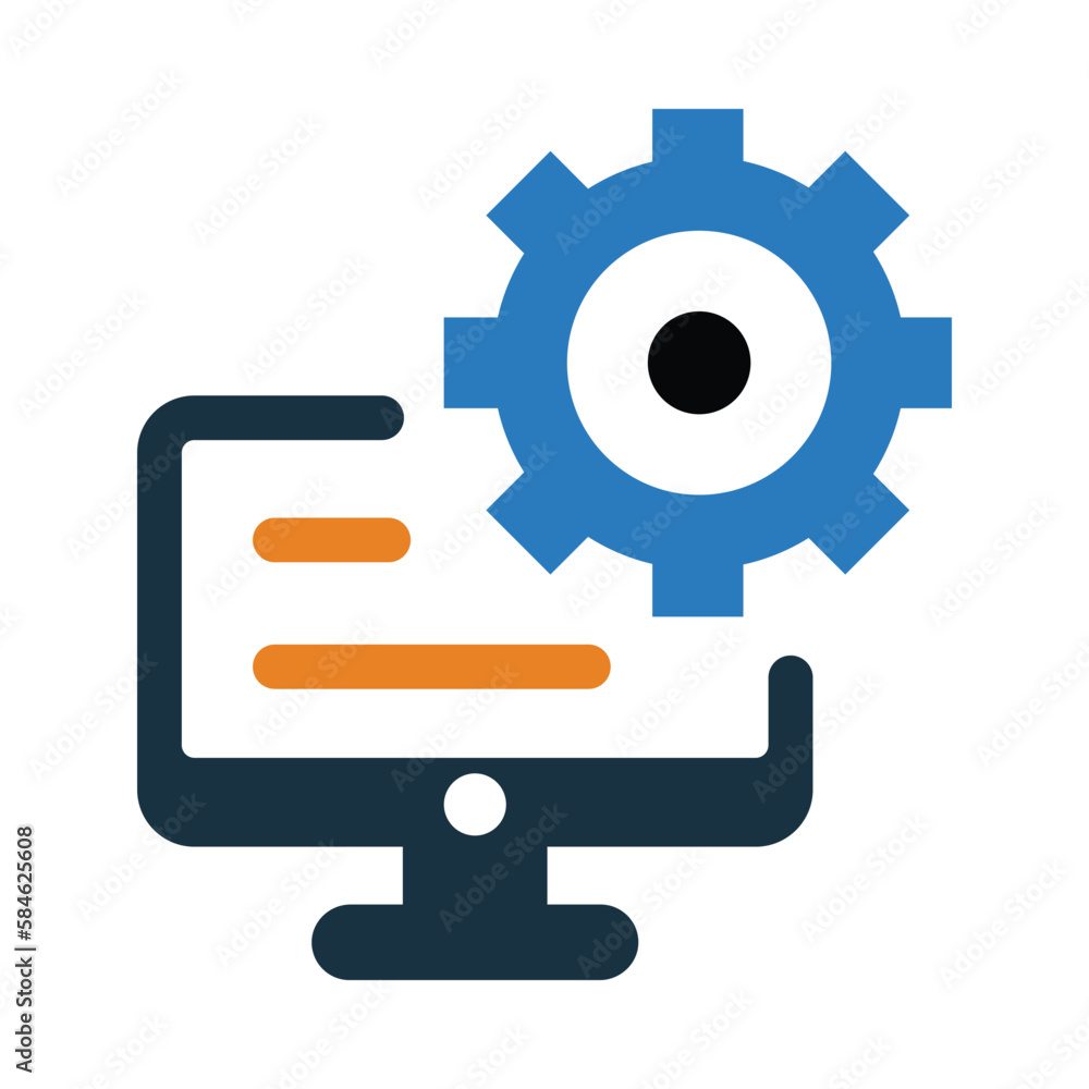 computer, gear, setting, monitor, computer setting icon computer, gear, setting, monitor, computer setting icon