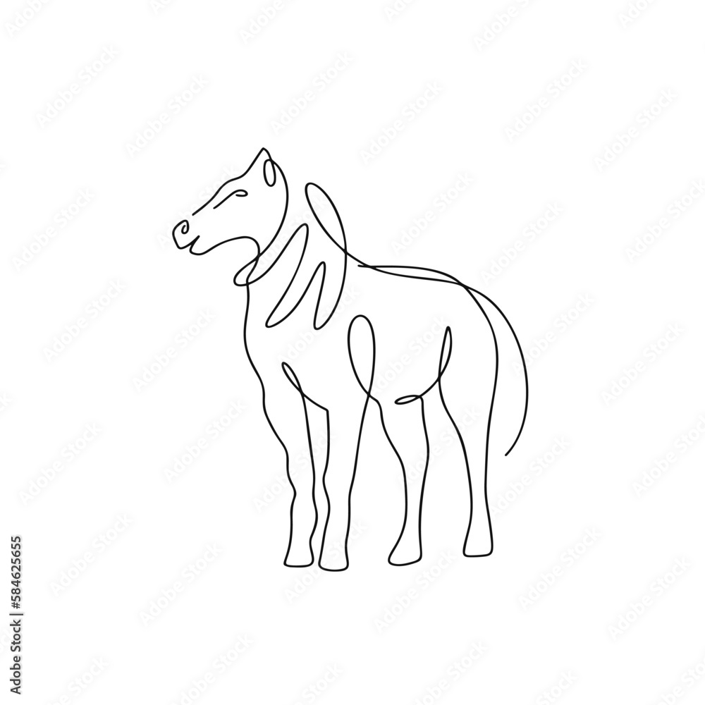 Horse illustration in line art style isolated on white