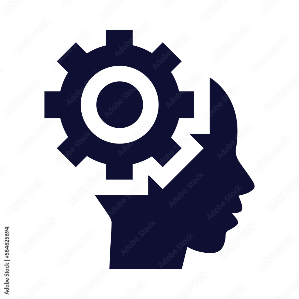 man, gear, head, human technology icon man, gear, head, human technology icon