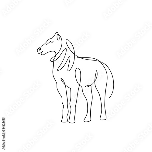 Horse illustration in line art style isolated on white