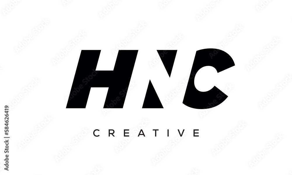HNC letters negative space logo design. creative typography monogram vector	