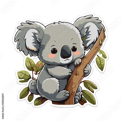 Sad Brown Koala Hugging Tree Trunk High Quality Vector Illustration for Wildlife and Conservation Projects