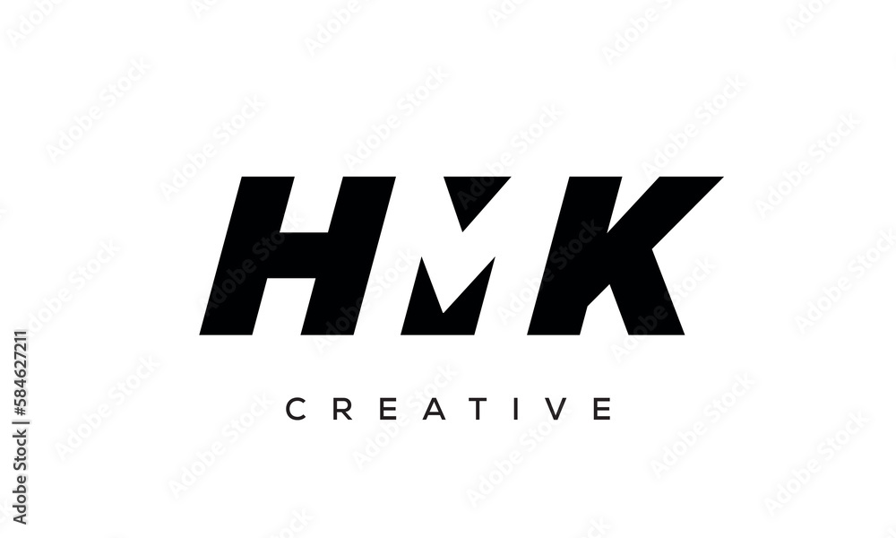 HMK letters negative space logo design. creative typography monogram vector	