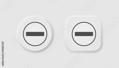 Do not enter road sign in neumorphism style. Icons for business, white UI, UX. Warning symbol. Traffic, caution, forbidden entrance, brick. Neumorphic style. Vector illustration.