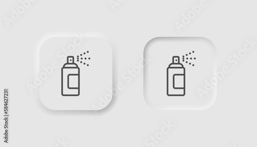 Spray paint icon in neumorphism style. Icons for business, white UI, UX. Aerosol symbol. Art, airbrush, deodorant, paint can. Neumorphic style. Vector illustration.