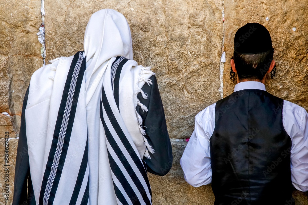 Jews praying at the western wall, Jerusalem, Israel.