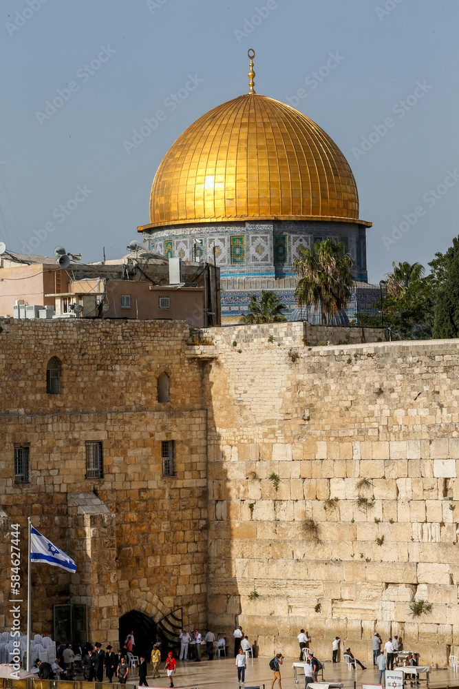 Western wall and Dome of the Rock, Jerusalem. Israel.