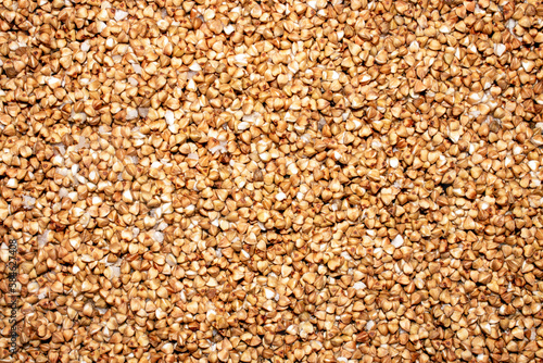 Buckwheat groats top view.The texture of buckwheat.Buckwheat background. photo
