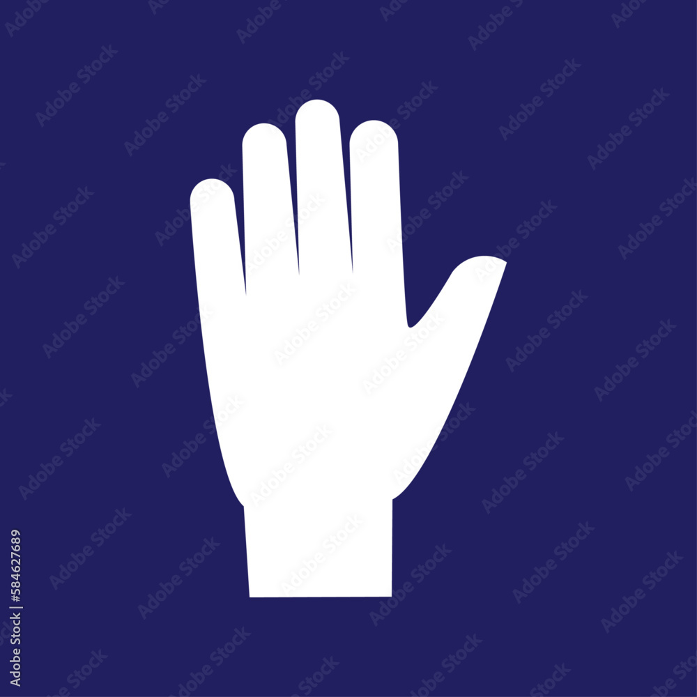 Obraz premium Icono de guantes de seguridad. Protección de mano. Silueta de guante de trabajo en fondo azul