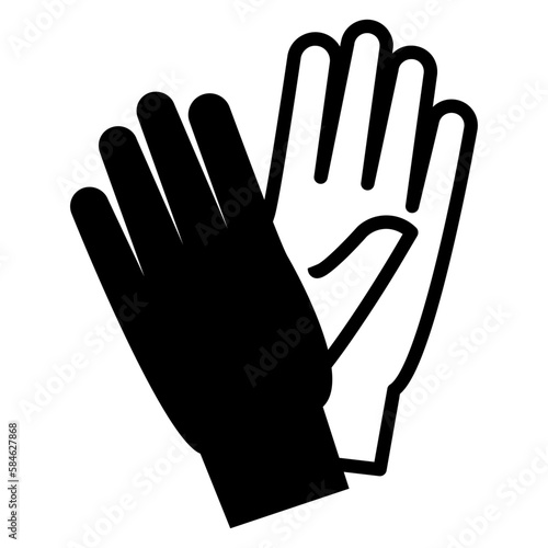 Icono de guantes de seguridad. Protección de mano. Silueta aislada de par de guantes de trabajo en color negro
