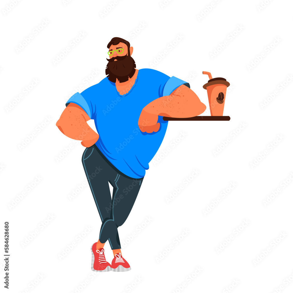 a man with coffee. a man in a cafe. the man at the bar. vector illustration a man with coffee. a man in a cafe. the man at the bar. vector illustration