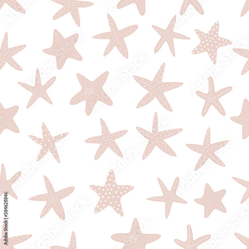 Starfish seamless pattern. Atlantic star. Marine Animal Vector print.