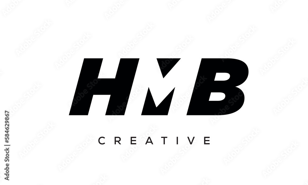 HMB  letters negative space logo design. creative typography monogram vector	