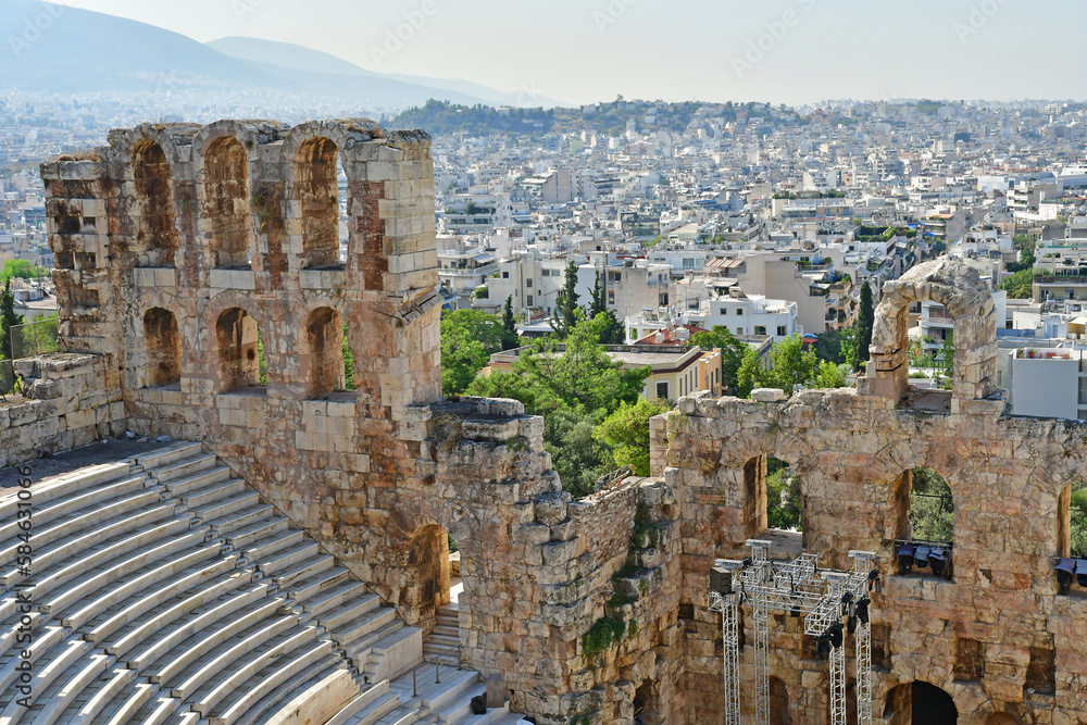 Athens; Greece - august 29 2022 : Odeon of Herodes Atticus