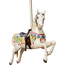 Vintage wooden carousel horse isolated on transparent  background, png file