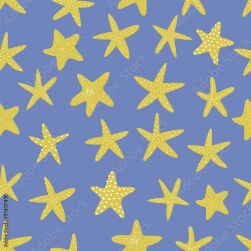 Starfish seamless pattern. Atlantic star. Marine Animal Vector print.