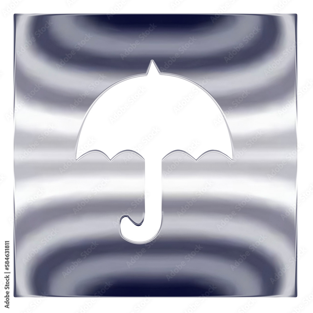 Umbrella silver metallic 3D icon picto button Cloud silver metallic 3D icon picto button isolated on transparent background, png file Umbrella silver metallic 3D icon picto button Cloud silver metallic 3D icon picto button isolated on transparent background, png file
