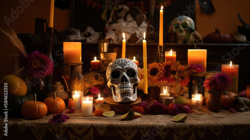 Altar Dia de los Muertos, Generative AI photo