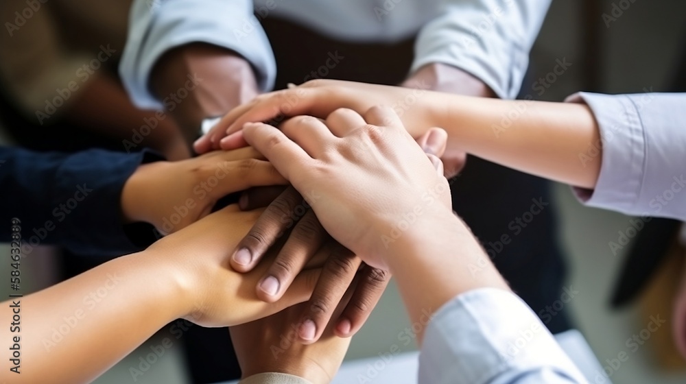 Hands in Partnership: Coworkers Join Together in Teamwork - Generative ai Hands in Partnership: Coworkers Join Together in Teamwork - Generative ai