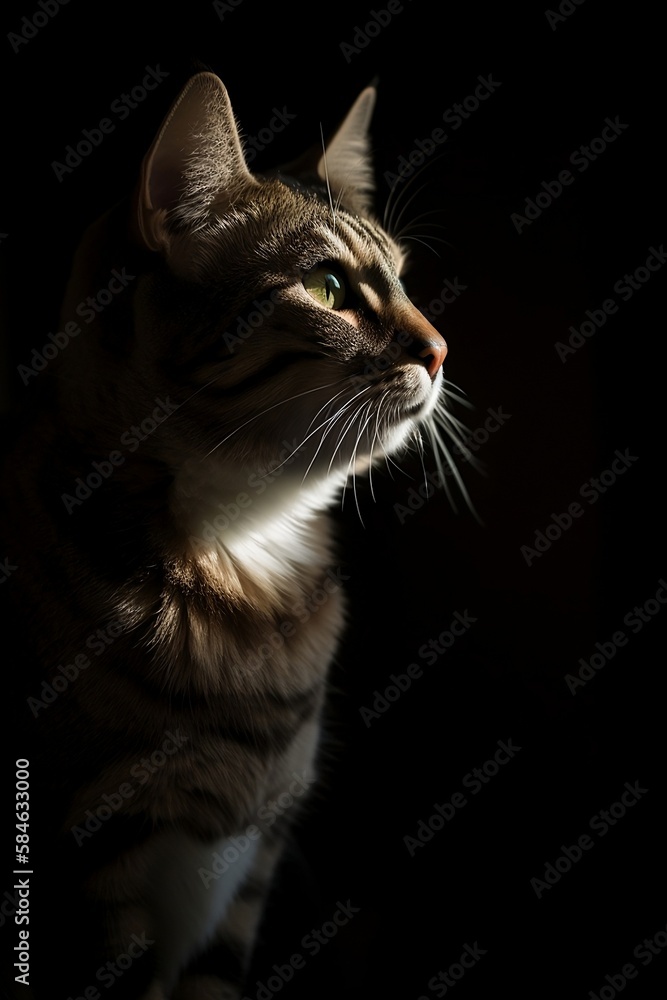 A Stunning Cat Portrait with Chiaroscuro Lighting - Generative ai