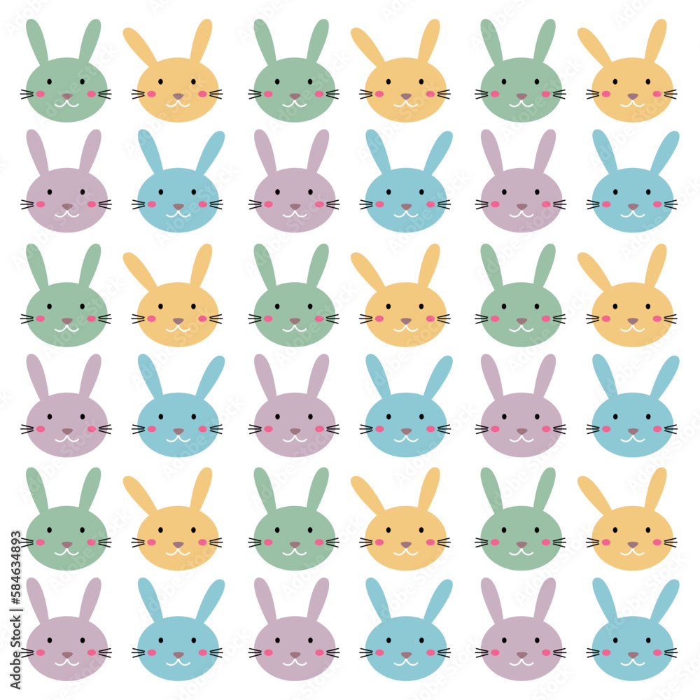 Fototapeta premium Cute Colorful Spring Bunnies Easter Pattern, Background, Texture, Wallart