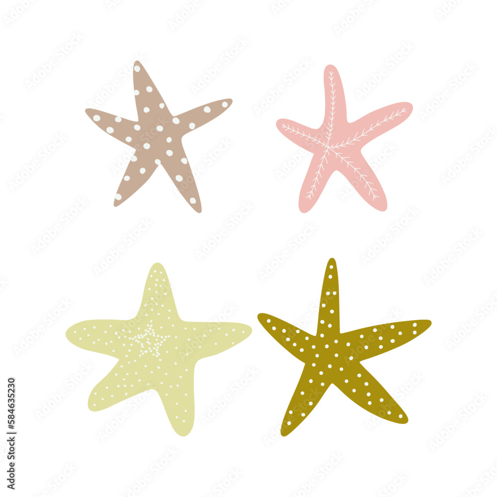 Starfish. Atlantic star. Marine Animal Vector illustration on white background. Starfish. Atlantic star. Marine Animal Vector illustration on white background.