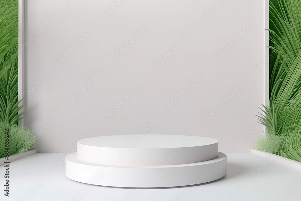 Round podium for product demonstration. Generative AI. Round podium for product demonstration. Generative AI.