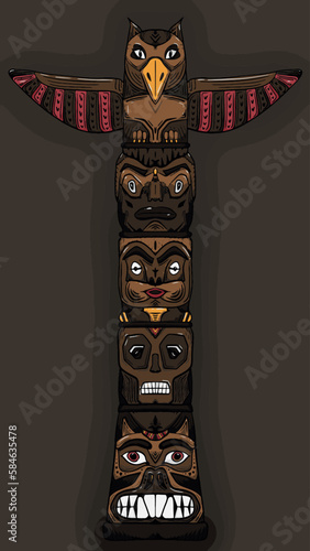 Native American totem pole