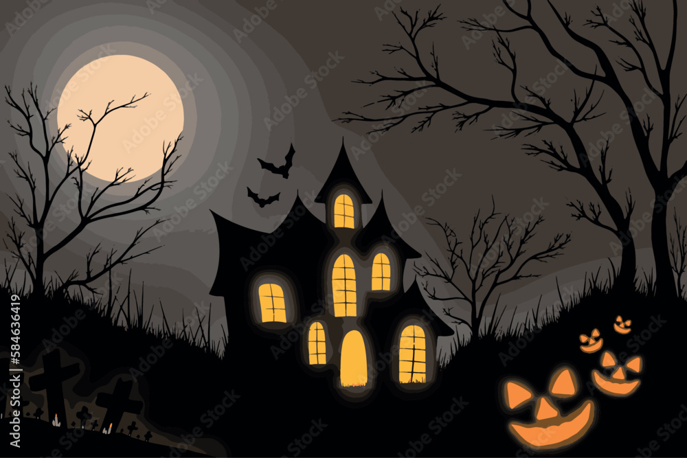 Illustration of halloween castle