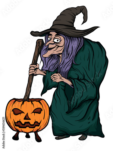 Fototapet Illustration of halloween hag